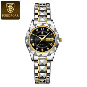 POEDAGAR 306 Dual <b>Calendar</b> Design Stainless Steel Watch Women Luxury Japan Quartz Watches Waterproof Fashion Ladies Wristwatches - Product Image 2