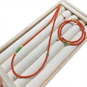 Collar de cuentas de ágata <span class=keywords><strong>roja</strong></span> natural del sur, estilo chino, de 3 mm, cadena para clavícula, color rojo caqui, elegante, blanqueador, Año Nuevo - Product Image 1