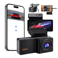 Caméra de tableau de bord de voiture 4G à double objectif 3 canaux 150° avec Wi-Fi GPS, vision nocturne 4K, enregistreur vidéo DVR miroir, écran IPS, garantie 1 an