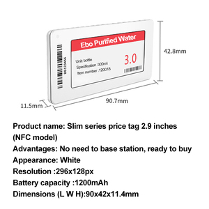 Kho 2.9 inch e-paper E-ink hiển thị giá tag ESL điện tử nhãn Kệ demo Kit NFC Powered tùy chỉnh E-ink sản phẩm tag - Product Image 5