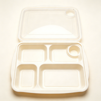 Boîte à lunch thermoformée de qualité alimentaire, 2, 3, 4, 5 compartiments, plateau repas en plastique, personnalisable pour les entreprises de restauration