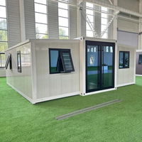 Villa conteneur de luxe à double aile extensible 20/40 pieds, maison modulaire préfabriquée pliable, mini-maison de glamping, cabane de vacances