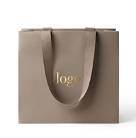 Sacs en papier personnalisés avec logo, recyclables et réutilisables, pour cosmétiques, pliables, pour courses, avec poignée en ruban