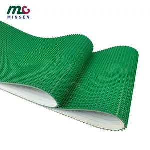 MINSEN Wear resistance high friction Rubber/PVC Belts green color rough top grass pattern PVC conveyor belt