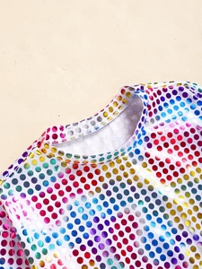 Ensemble deux pièces unisexe pour enfants de 2 à 14 ans, garçons et filles, en maille à paillettes, haut à manches longues, pantalon pattes d'éléphant, tenue disco des années 70, compétition - Product Image 3