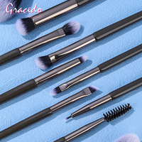 Gracedo – Nouvelle Trousse Professionnelle de 10 Pinceaux de Maquillage en Poils Synthétiques de Haute Qualité, Manche en Bois Couleur Café, Élégante, Scintillante et Luxueuse pour le Visage