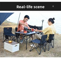 Table de camping et de pique-nique pliable en alliage d'aluminium, réglable en hauteur, portable pour l'extérieur