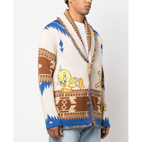 Nouveau Manteau Cardigan Tricoté pour Homme, Col Châle Uni, Coupe Ample, Motif Jacquard, Un Bouton, Collection Hiver, Vente Chaude Usine