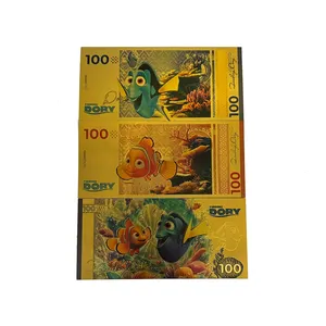 Бесплатная доставка Аниме мультфильм Немо Дори 100 животное 24k позолоченная фольга Банкнота с индивидуальным дизайном