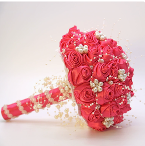 Bouquet de mariée de luxe AGD OEM en satin avec roses et perles, idéal pour mariages, remises de diplômes et demoiselles <span class=keywords><strong>d</strong></span>'honneur, anti-bactérien - Product Image 6