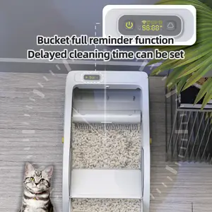 Desain baru dibuka tuya wifi kontrol plastik kucing produk pembersih otomatis toilet kucing kotak sampah kucing pintar