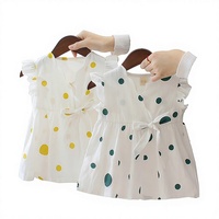 Robe d'été en coton mélangé pour bébés filles de 0 à 3 ans, jupe ronde imprimée à pois, Style coréen, pour nourrissons et tout-petits