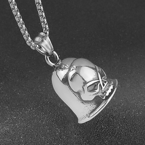 316L Stainless Steel Aquila Guardian Bell Pendant Motorcycles Biker <b>Skull</b> Bell Christian Religious Theme Motocicleta Necklace - Product Image 3