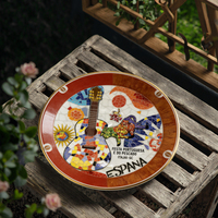 Assiettes en céramique 3D Art Déco en gros, sous-verres multifonctionnels/serviettes de table/aimants de réfrigérateur, usage domestique/bureau, motif panoramique Diwali