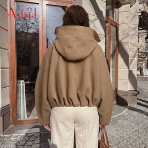 <span class=keywords><strong>Veste</strong></span> Courte Décontractée pour <span class=keywords><strong>Femme</strong></span>, Style Bureau, en Mélange de <span class=keywords><strong>Laine</strong></span>, avec Fermeture Éclair et Capuche, Vente en Gros - Product Image 5