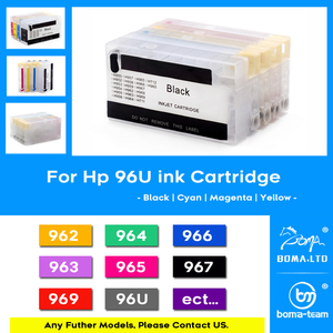 Cartouche d'encre vide rechargeable avec puce pour <span class=keywords><strong>HP</strong></span> 962 963 964 965, compatible avec <span class=keywords><strong>HP</strong></span> 9010 9012 9014 9015 9016 9018 9019 9020 9022 9025 9026 9028 - Product Image 1