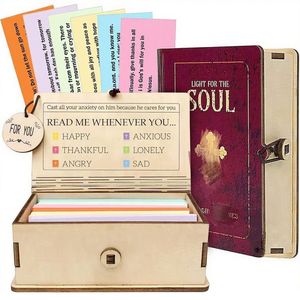 Caja de Tarjetas con Versículos Bíblicos, Caja de Almacenamiento de Versículos Bíblicos de Madera, Organizador Portátil de Inspiración Diaria, Versículos de Oración para Navidad - Product Image 2