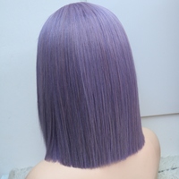 Perruque Bob Courte Couleur Violet Clair/Violet Pastel Lisse 14 Pouces Perruque Frontale en Dentelle HD 13x6 Cheveux Humains Vierges pour Femmes Noires