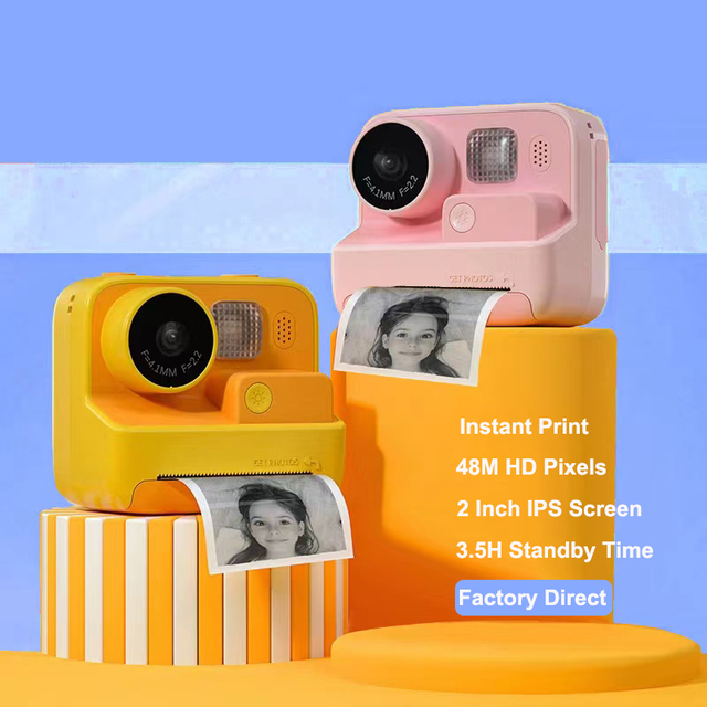Cute Kid Toy 2 Inch Ips Screen Instant Print Cartoon Digital Camera Infantil Fast Printing Kids Full hd Camera with Color Pen