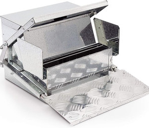 Mangiatoie automatiche per polli a pedale in acciaio zincato senza fuoriuscite con coperchio resistente alle intemperie per attrezzature agricole di pollame - Product Image 2