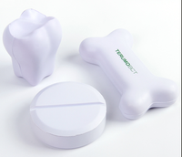 Balle anti-stress souple en mousse PU blanche en forme de dents, jouets promotionnels en gros, balles anti-stress avec logo personnalisé