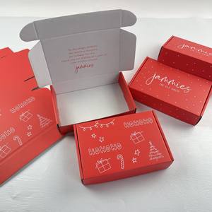 Boîtes à bonbons rouges festives personnalisables, boîtes d'emballage imprimées pour les fêtes, pour l'expédition de cadeaux et les faveurs de fête - Product Image 2