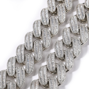 Vendita calda gioielli Hip Hop 26mm oro bianco placcato oro rosa Iced Out CZ Diamond Prong catena a maglia cubana collana in oro 18 carati - Product Image 4