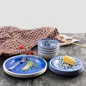 la fábrica del OEM de melamina de 12 piezas los platos de la cena de interior al aire libre de uso ligero lavavajillas azul - Product Image 4