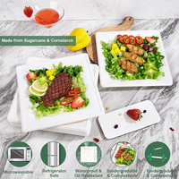 Assiettes carrées Vaisselle jetable écologique biodégradable Vaisselle en pulpe de bagasse de canne à sucre Assiette carrée en papier de 6 pouces