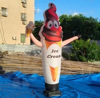 Grand cône de crème glacée gonflable pour décoration de fête Modèle publicitaire Danseur de crème glacée gonflable
