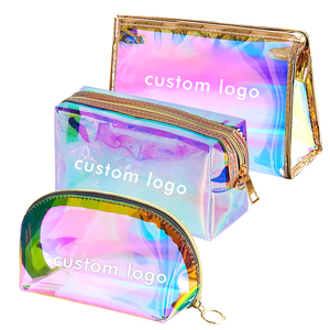 Bolsa de Cosméticos Holográfica con Logotipo Personalizado, Bolsa de Viaje para Maquillaje, Bolsa de Aseo Impermeable Portátil, Bolsa de Compras Iridiscente para Salón - Product Image 1