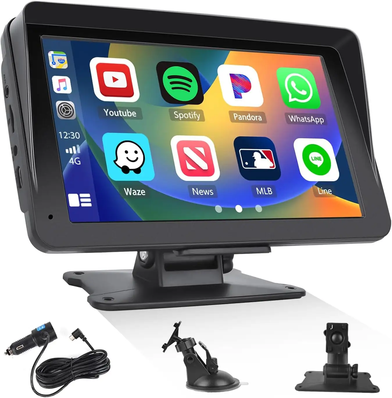 Monitor de exibição de carro de 7 polegadas sem fio portátil mp5 player de som estéreo para carro com navegação GPS carplay android auto