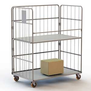 Chariot de transport de supermarché pliable, matériel de manutention, <span class=keywords><strong>cage</strong></span> de treillis métallique à rouleaux d'entrepôt à vendre - Product Image 1