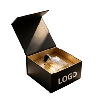 Boîte rigide pour cosmétiques en papier noir avec logo personnalisé, revêtement UV, finition mate, magnétique, pour cadeaux, bijoux