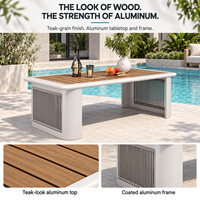 Ensemble de meubles de patio de luxe, ensemble de canapés d'extérieur en alliage d'aluminium avec table basse finition teck pour les centres de villégiature, les jardins, les villas et les terrasses