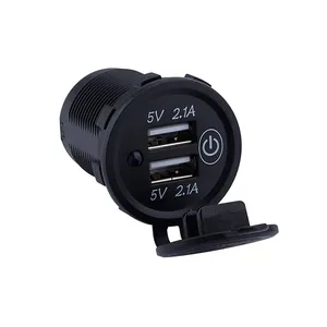 USB Car Charger Auto Accessories For Car Motorcycle Dual Port Touch Red Green Blue Light 5V 4.2A Touch Usb Car Charger