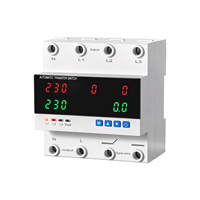 Régulateur de tension automatique (AVR) ATS 63A 100A 220V CA monophasé 2/3/4 fils avec affichage LCD 3/4/5, montage sur rail, en matériau PC, 50/60Hz