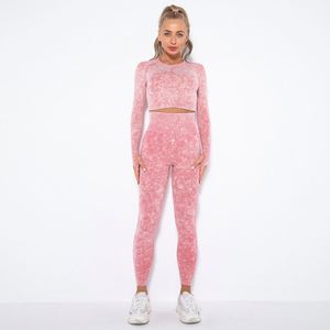 Custom Women's 2-Piece Workout Tracksuit Long Sleeve Crop Top & High Waisted Yoga <b>Leggings</b> for Promotional Gift - Product Image 3
