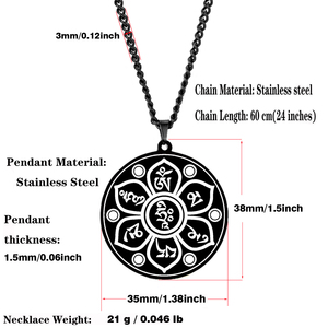 Colar de Pingente de Aço Inoxidável com Amuleto da Sorte, Mantra de Seis Caracteres Budistas, em Aço Titânio, Moderno e com Personalidade - Product Image 5