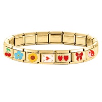 Module de bijoux italien DIY personnalisable, style rétro doré, pour bracelets et colliers, accessoires exquis, pour le marché international
