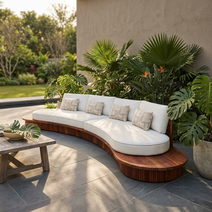 Juego de Sofás Curvos de Teca de Lujo para Exteriores, Muebles Modernos para el Borde de la Piscina, para Hoteles, Villas y Parques - Product Image 2