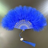 Éventail pliant classique élégant pour femme, en dentelle et plumes, artisanat fait main, style ancien asiatique, en plastique durable