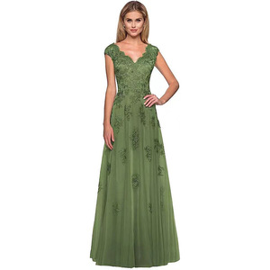 Women's Long Off The Shoulder Lace Applique Chiffon A Line Evening Gown Formal Party Dress - Product Image 4