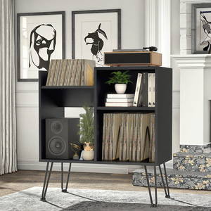 Vinyl <strong>Record</strong> Player Stand - Turntable Table with Storage for 280 Albums, <strong>Record</strong> Holder Display Shelf, Media Stereo Audio <strong>Cabinet</strong> - Product Image 6