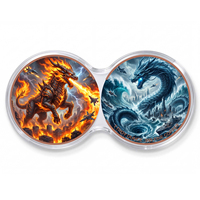 Lot de 2 pièces de 1 oz en cuivre fin .999, pièces de combat de dragon rondes, style antique et moderne, avec impression UV Dragon contre Serpent marin, ensemble de lingots de collection