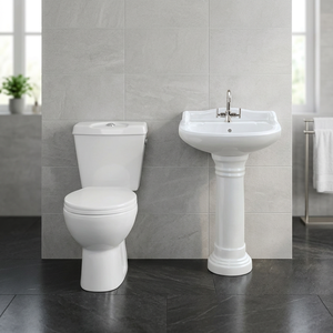 Ensemble Offre Spéciale de toilette en céramique deux pièces au sol et lavabo sur pied Combo-Sanitaire de salle de bain - Product Image 4