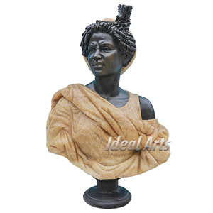 Sculpture de buste <span class=keywords><strong>en</strong></span> <span class=keywords><strong>pierre</strong></span> naturelle sculptée à la main, décoration de maison, <span class=keywords><strong>statue</strong></span> de tête de femme <span class=keywords><strong>en</strong></span> marbre noir africain - Product Image 2