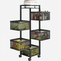 Étagère en Métal Rotative à 360 Degrés Organisateur de Légumes de Cuisine à 5 Niveaux Porte-Fruits Chariot de Stockage Panier à Pommes de Terre Oignon