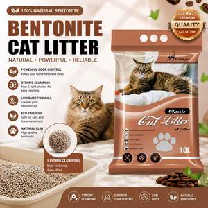 Litière pour chat en bentonite minérale concassée de qualité supérieure avec charbon actif, sans poussière, à agglomération rapide, hautement absorbante - Product Image 1