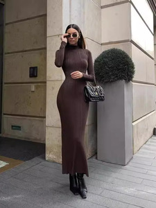 Abito <span class=keywords><strong>Aderente</strong></span> a Collo Alto in Maglia a Maniche Lunghe per Autunno/Inverno, Nuova Collezione 2025, <span class=keywords><strong>Vestito</strong></span> Sexy a Mezza Lunghezza - Product Image 6